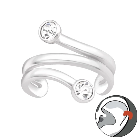 Ohrring mit zwei Kristallen Ohrklemme und Ohrkletterer Schmuck | All4silver