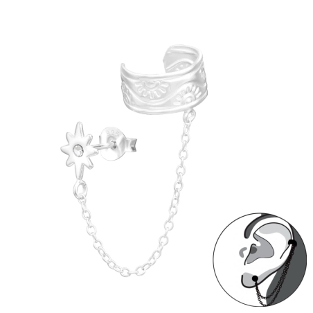 Nordstern mit Kette Ohrklemme und Ohrkletterer Schmuck | All4silver