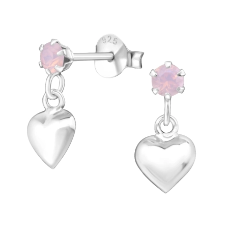 Hängendes Herz Ohrstecker mit Kristall Schmuck | All4silver