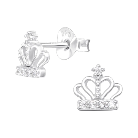 Königskrone mit Zirkonen Ohrstecker mit Zirkonia Steinen Schmuck | All4silver