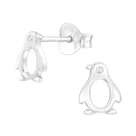 Pinguin mit Zirkon Ohrstecker mit Zirkonia Steinen Schmuck | All4silver