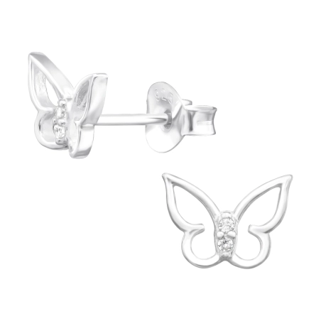 Schmetterling mit Zirkonen Ohrstecker mit Zirkonia Steinen Schmuck | All4silver