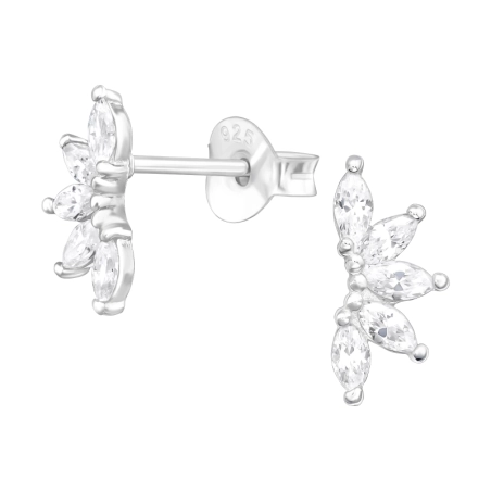 Funkelnde Halbblüte Ohrstecker mit Zirkonia Steinen Schmuck | All4silver