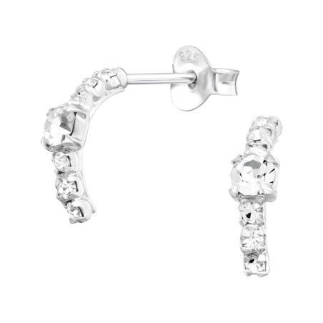 Halbkreis Ohrstecker mit Kristall Schmuck | All4silver
