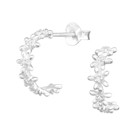 Floraler Halbkreis Ohrstecker mit Zirkonia Steinen Schmuck | All4silver