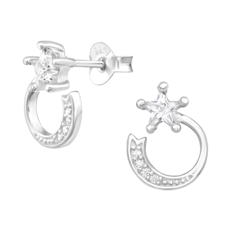 Fallender Stern Ohrstecker mit Zirkonia Steinen Schmuck | All4silver