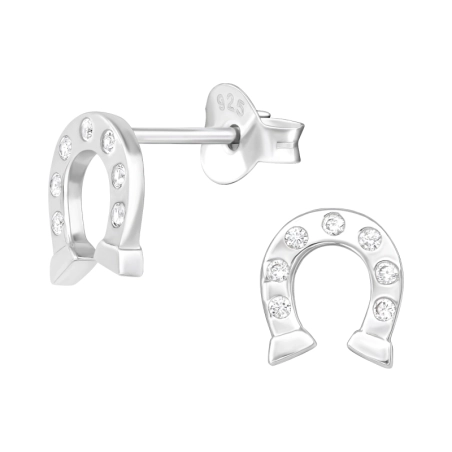 Hufeisen Ohrstecker mit Zirkonia Steinen Schmuck | All4silver