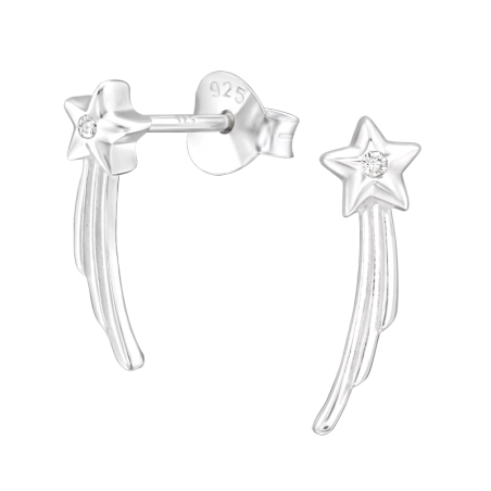 Komet Ohrstecker mit Zirkonia Steinen Schmuck | All4silver