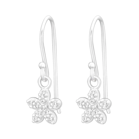 Eine Blume Ohrringe mit Zirkonia Steinen Schmuck | All4silver