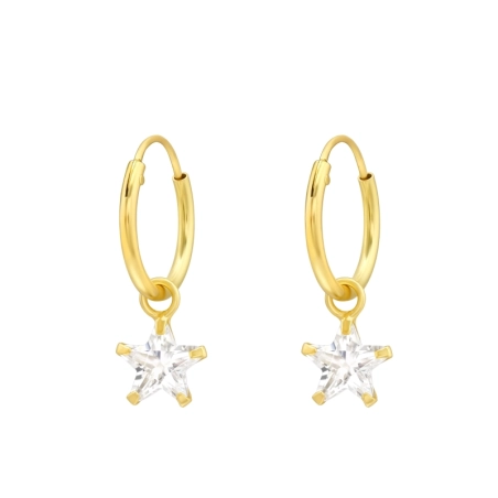 Vergoldeter Stern mit Zirkon Creolen Ohrringe Schmuck | All4silver