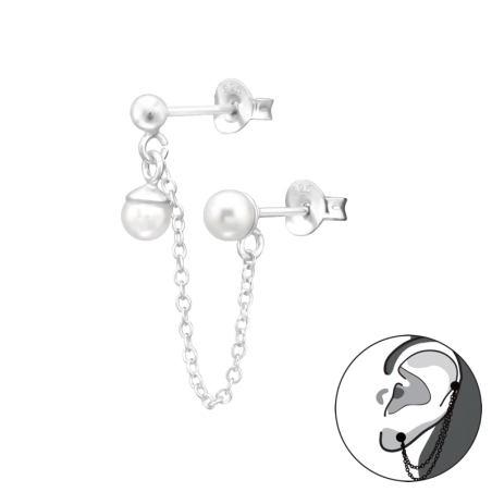 Doppelte Geldbörsen mit Kette aus 925er Silber Doppelseitige Ohrstecker Schmuck | All4silver