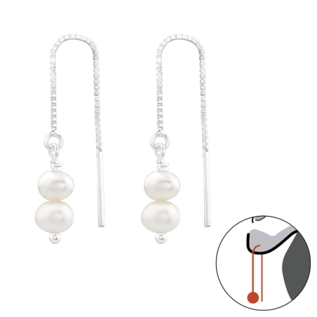 Besetzt mit zwei Süßwasserperlen Ohrringe mit Perlen Schmuck | All4silver