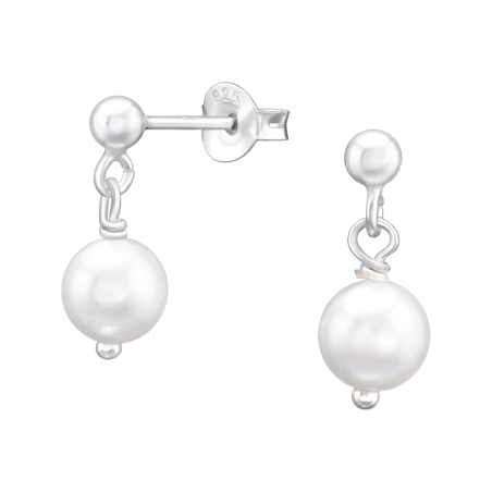 3 mm Silberkugel mit hängender Perle Ohrstecker mit Perlen Schmuck | All4silver