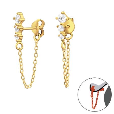 Vergoldete Kette mit Zirkonen Schmuck im Angebot Schmuck | All4silver