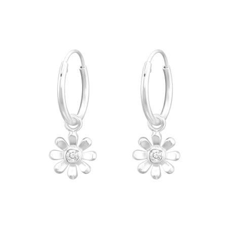 Hängende Blume Creolen Ohrringe Schmuck | All4silver