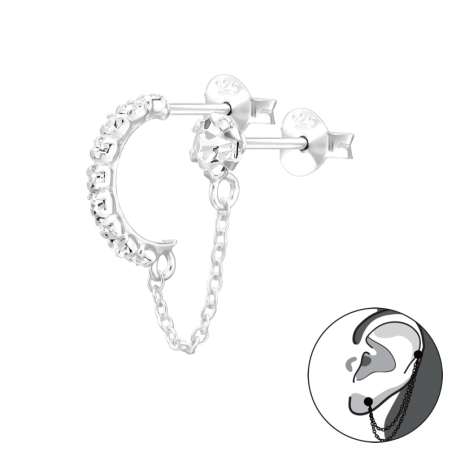 Doppelte Zirkon-Ohrstecker mit Kette Doppelseitige Ohrstecker Schmuck | All4silver