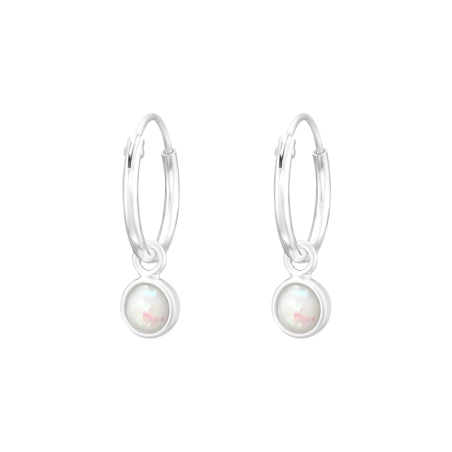 Hängender runder Opal Creolen Ohrringe Schmuck | All4silver