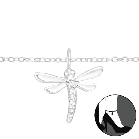 Libelle mit Zirkon am Bein Tier-Schmuck Schmuck | All4silver
