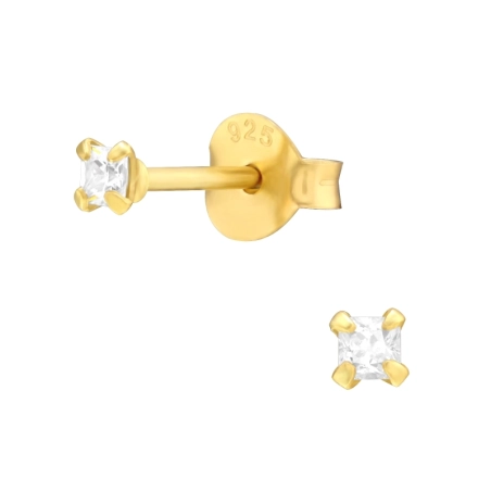 Vergoldete Quadrate 2mm Basic Ohrstecker Schmuck | All4silver