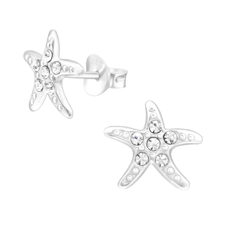Seestern mit Zirkonen Ohrstecker mit Steinen Schmuck | All4silver