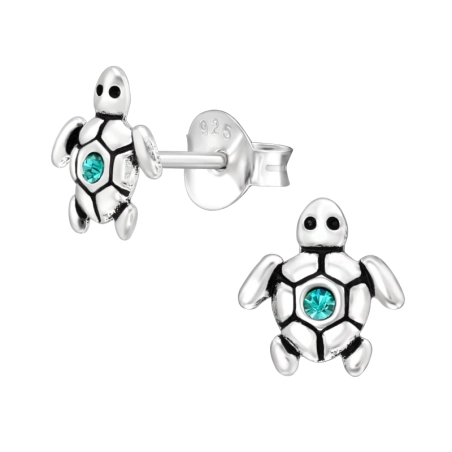 Schildkröte Ohrstecker mit Steinen Schmuck | All4silver