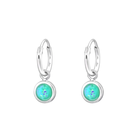 Baumelnder synthetischer Opal - Ohrringe aus 925er Sterlingsilber mit Halbedelsteinen und Opal