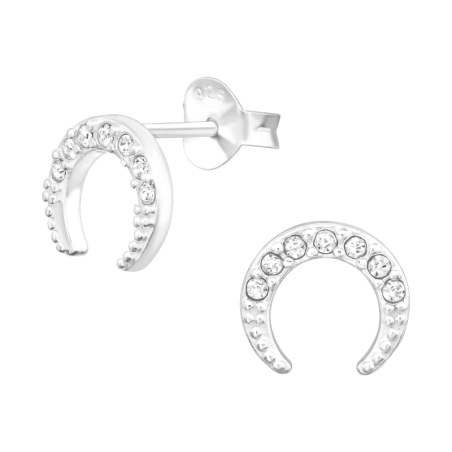 Mond mit Kristallen - Sterling Silber 925 Kristall Ohrstecker