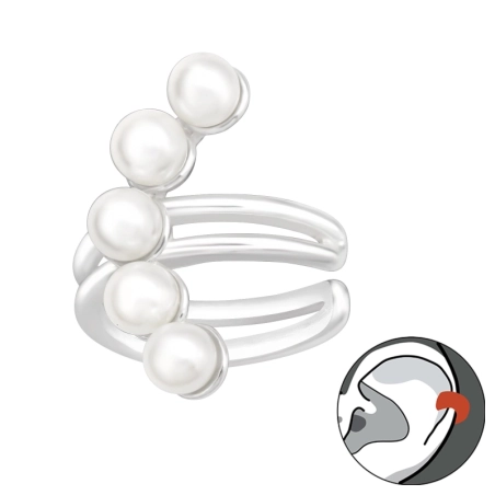 Ein-Ohr-Ohrring mit fünf Perlen - Ohrringe aus Sterlingsilber 925