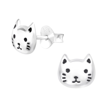 Katze Ohrstecker ohne Steine/Emaille Schmuck | All4silver