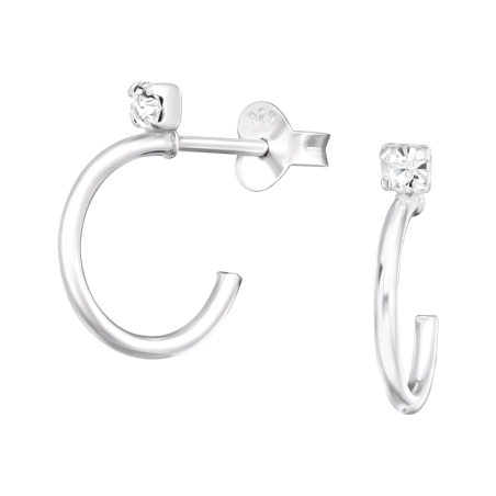 Halbkreis mit Kristall - Schmuck Silber 925 Kristall Ohrstecker