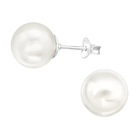 10 mm synthetische Perle - Ohrstecker aus 925er Sterlingsilber mit Perle