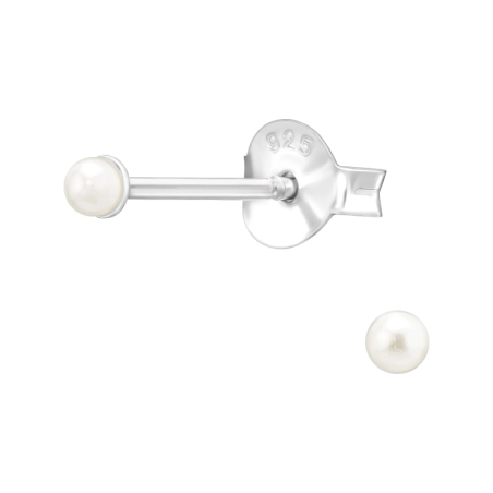 2mm synthetische Perle - Jewellery Silber 925 Puzet Ohrringe mit Perle