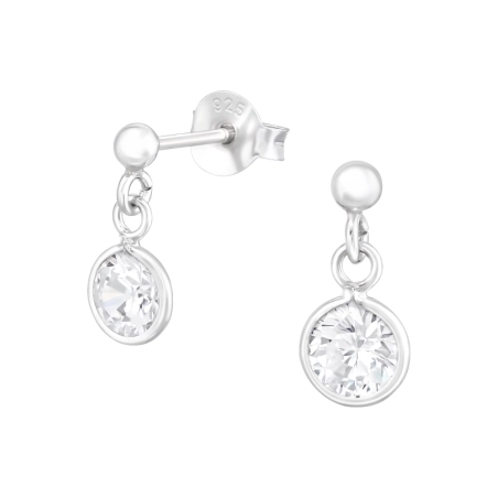 Rund mit Zirkon - Ohrstecker aus 925er Sterlingsilber mit Zirkon