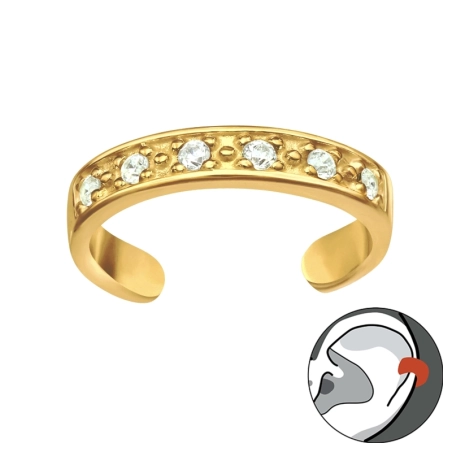 Weiße Zirkone in einer Reihe - Schmuck Silber 925 Ohrringe für ein Ohr
