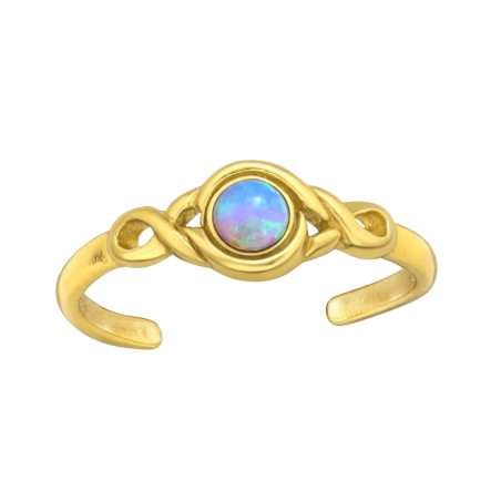 Vergoldeter Zehenring mit Opal - Schmuck Zehenringe aus Silber 925