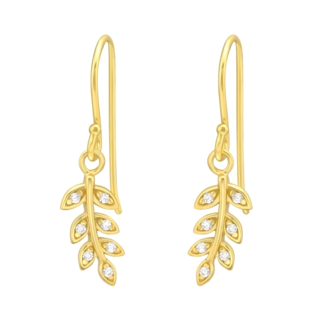 Vergoldete Blätter - Schmuck Ohrringe aus Silber 925 mit Zirkon