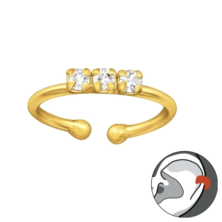 Vergoldet mit Zirkonen - Schmuck Silber 925 Ohrringe für ein Ohr