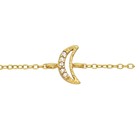 Vergoldeter Halbmond - 925 Sterling Silber Armbänder mit Kette