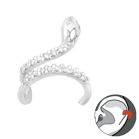 Schlange - Silber 925 Ohrringe für ein Ohr