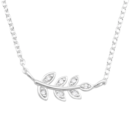 Blätter mit Zirkonen - Schmuck Silber 925 Halsketten mit Steinen