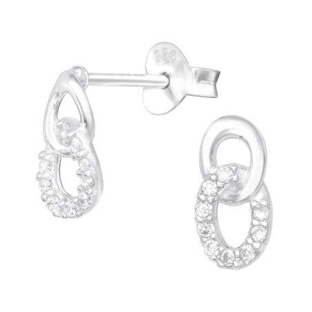 Verbundene Kreise - Schmuck Ohrstecker aus Sterlingsilber 925 mit Zirkon
