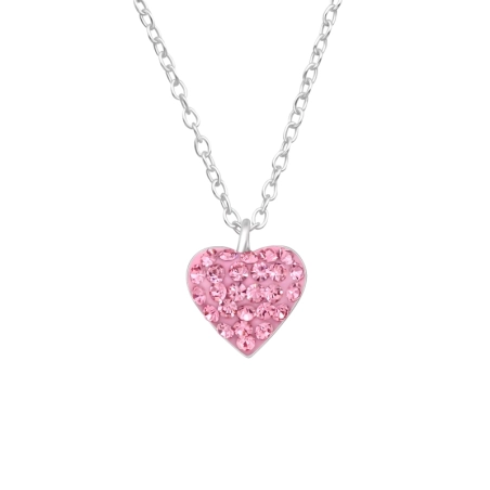 Herz mit Kristallen - Halsketten aus Sterlingsilber 925 mit Kette