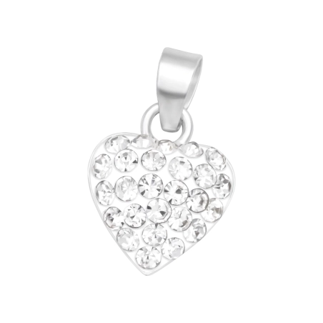 Herz mit Kristallen - 925 Sterling Silber Anhänger für Kinder