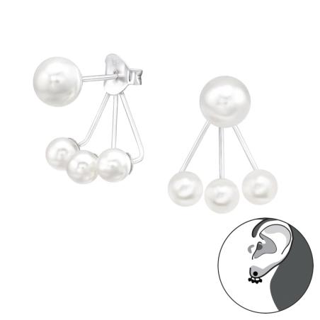 Perlen - Schmuck Doppelseitige Ohrringe aus Silber 925