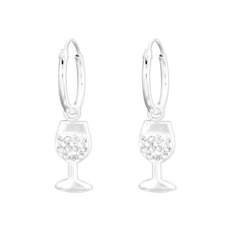 Hängendes Weinglas - 925 Sterling Silber Babyringe mit hängenden Teilen