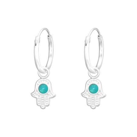 Hamsa mit Opal - Ohrringe aus 925er Sterlingsilber mit Halbedelstein und Opal