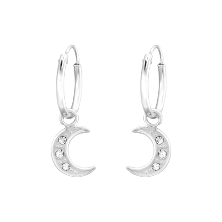 Hängender Mond - Schmuck Silber 925 Kreise Ohrringe