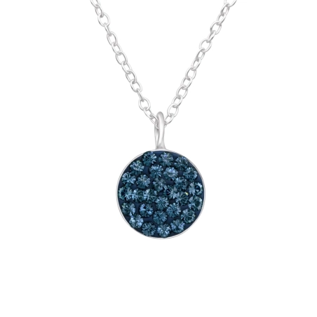 Rund mit echten europäischen Kristallen - Lacrystale-Halsketten aus Sterlingsilber 925