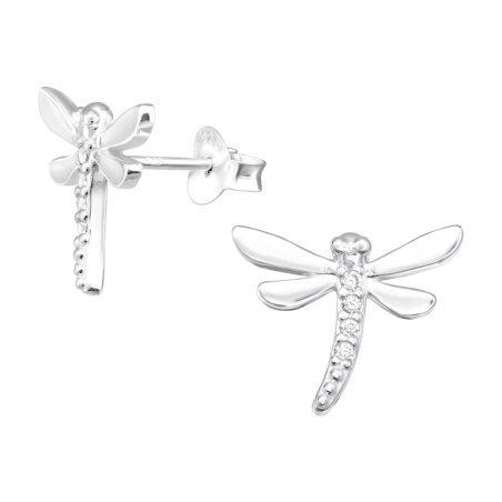 Libelle mit Zirkonen - Ohrstecker aus 925er Sterlingsilber mit Zirkonen