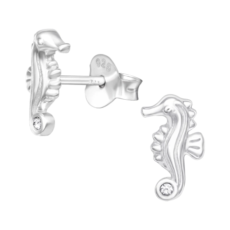 Seepferdchen - Schmuck Silber 925 Kristall Ohrstecker